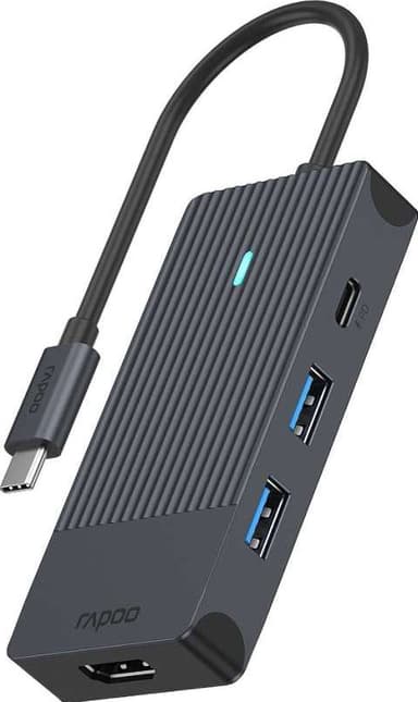 RAPOO UCM-2001 4-i-1 USB-C Multiport Adapter hub (sort)