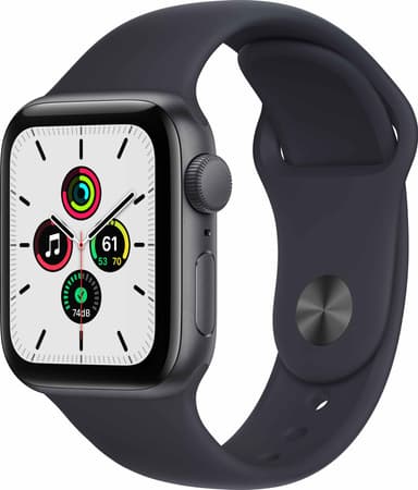 Apple Watch SE 40 mm GPS (stellargrå alu/midnatt sportsreim)