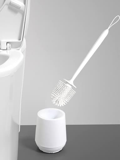 WC -sett med toalettbørste og holder Hvit