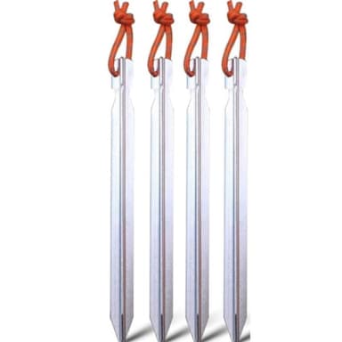 Teltplugger / jordplugger med hempe 18 cm Aluminium Sølv / Oransje 4-pak