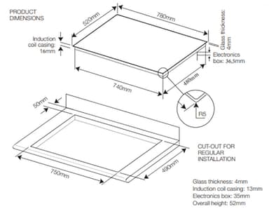 Witt platetopp med integrert ventilator WEP78FS2W