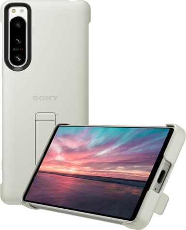 Sony Xperia 5 IV Style Cover med stativ (hvit)