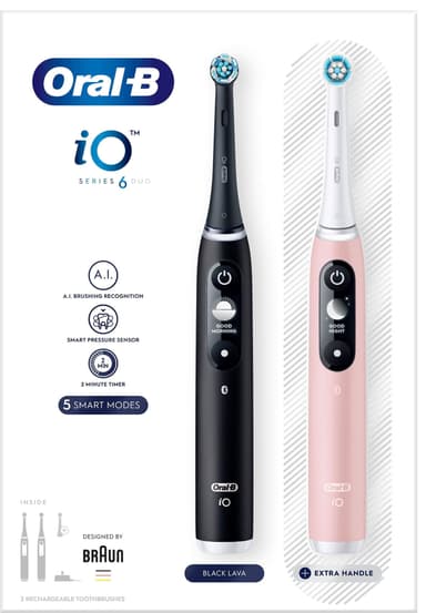Oral-B iO 6s elektrisk tannbørste 448877 topakning (sort/rosa)