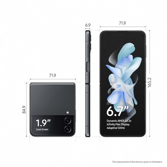 Samsung Galaxy Z Flip4 smarttelefon 8/512GB (Graphite)