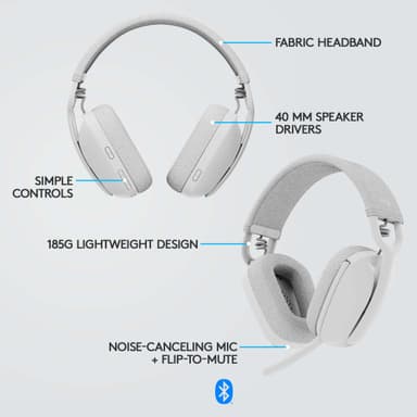 Logitech Zone Vibe 100 trådløst headset (hvit)