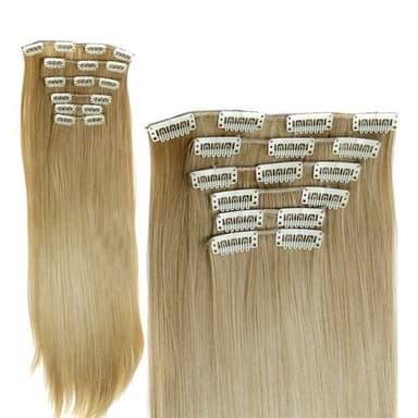 Honey Blonde Clip on Løshår billig - 60cm langt / 28cm bredt