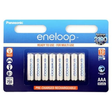 Panasonic Eneloop BK-4MCCE Oppladbare AAA--Batteri 8-pk