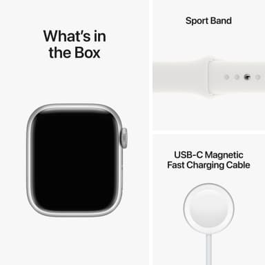 Apple Watch Series 8 41mm GPS (sølv alu / hvit sportsreim)
