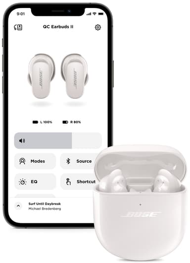 Bose QuietComfort Earbuds II helt trådløse in-ear hodetelefoner (hvit)