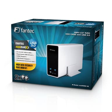 Fantec mobiRAID X2 HDD/SSD-kabinett Hvit 2.5"