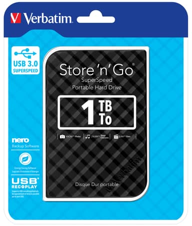 Verbatim Store 'n' Go ekstern harddisk 1000 GB Sort