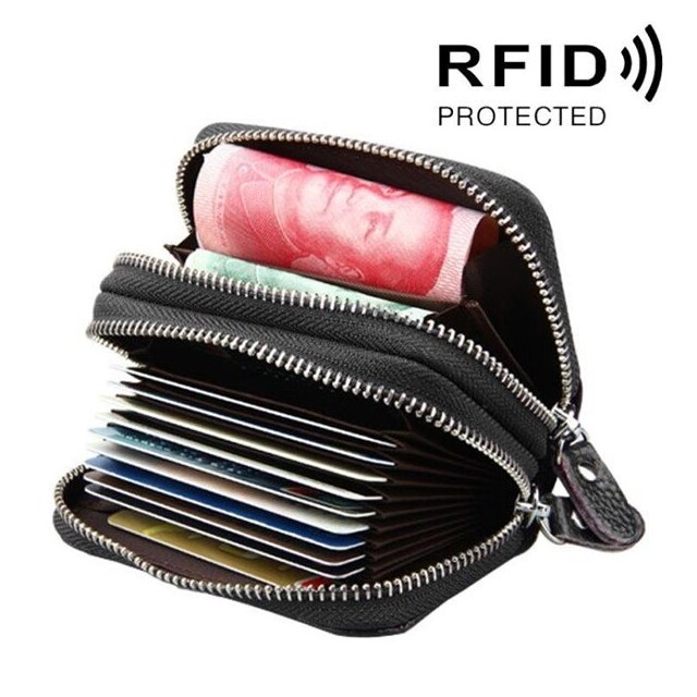 Svart Lommebok med RFID-beskyttelse - Mange rom