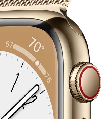 Apple Watch Series 8 45mm Cellular (rustfritt stål i gull/ gull milanese-reim)