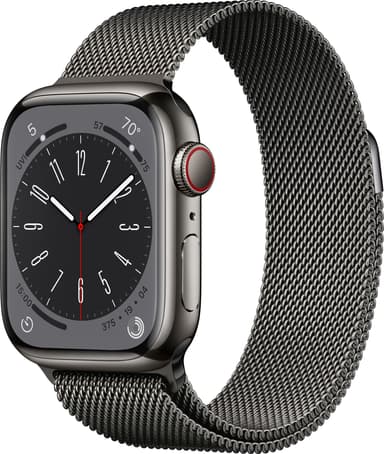 Apple Watch Series 8 41mm Cellular (rustfritt stål i grafitt / grafitt milanese-reim)