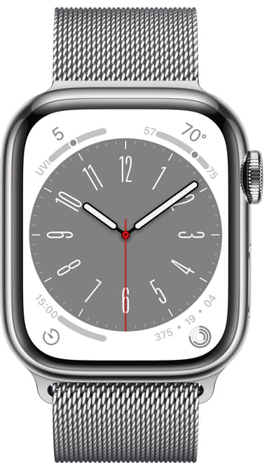 Apple Watch Series 8 41mm Cellular (rustfritt stål i sølv / sølv milanese-reim)