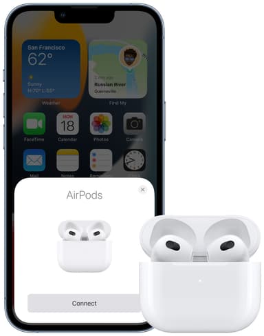 Apple AirPods 3. gen. (2022) trådløse hodetelefoner med Lightning-ladeetui