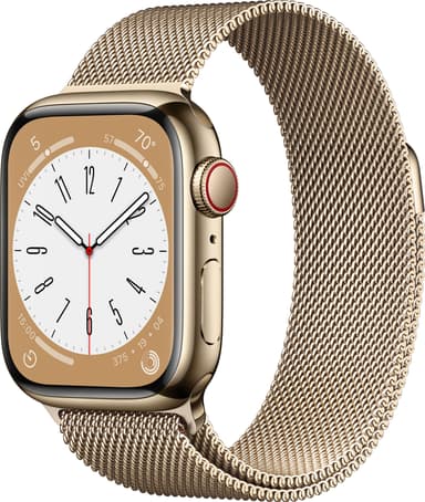 Apple Watch Series 8 41mm Cellular (rustfritt stål i gull / gull milanese-reim)
