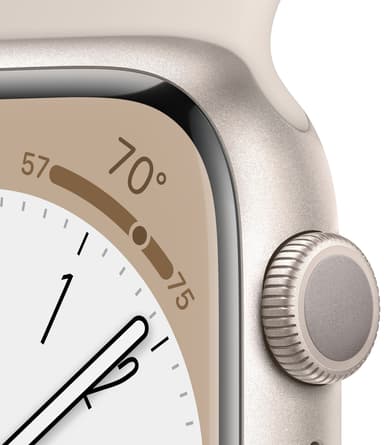 Apple Watch Series 8 41mm GPS (stjernskinn alu / stjerneskinn sportsreim)