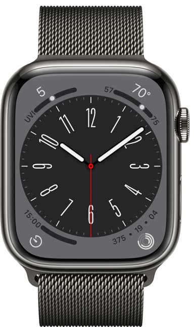 Apple Watch Series 8 45mm Cellular (rustfritt stål i grafitt/ grafitt milanese-reim)