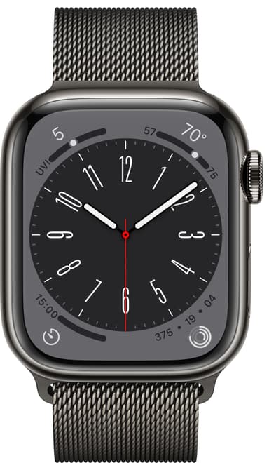 Apple Watch Series 8 41mm Cellular (rustfritt stål i grafitt / grafitt milanese-reim)