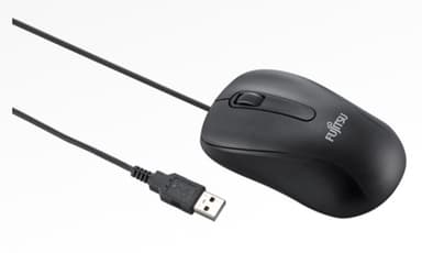 Fujitsu M520, Ambidextrous, Optisk, USB Type-A, 1000 DPI, Svart