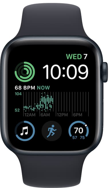 Apple Watch SE 2nd Gen 44 mm LTE (Midnatt Alu/Midnatt sportsreim)