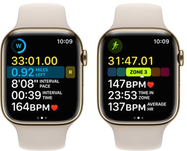 Apple Watch Series 8 45mm Cellular (rustfritt stål i gull / stjerneskinn sportsreim)