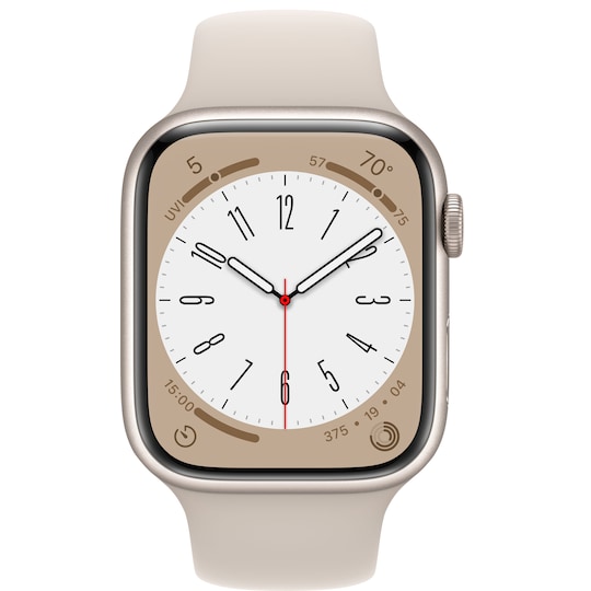 Apple Watch Series 8 45mm GPS  (stjerneskinn alu / stjerneskinn sportsreim)