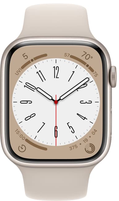 Apple Watch Series 8 45mm GPS  (stjerneskinn alu / stjerneskinn sportsreim)