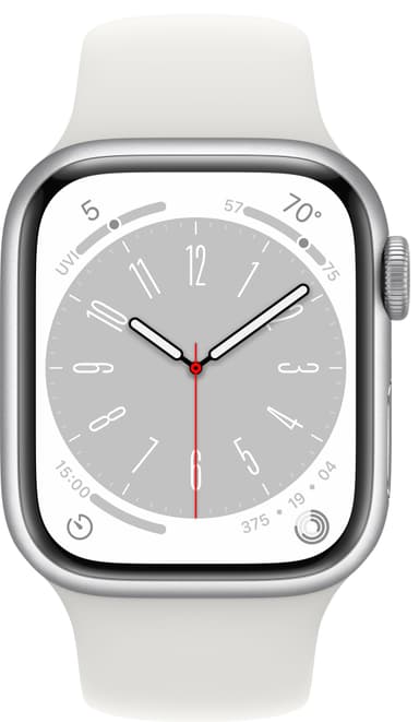 Apple Watch Series 8 41mm Cellular (sølv alu / hvit sportsreim)