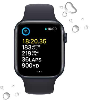 Apple Watch SE 2nd Gen 44 mm LTE (Midnatt Alu/Midnatt sportsreim)
