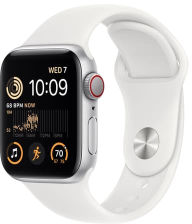 Apple Watch SE 2nd Gen 40 mm LTE (Sølv Alu/Hvit sportsreim)