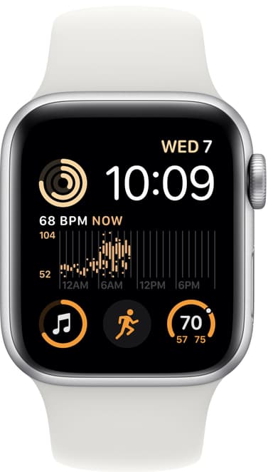 Apple Watch SE 2nd Gen 40 mm GPS (Sølv Alu/Hvit sportsreim)