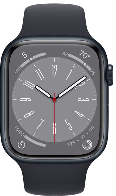 Apple Watch Series 8 45mm Cellular (midnatt alu / midnatt sportsreim)