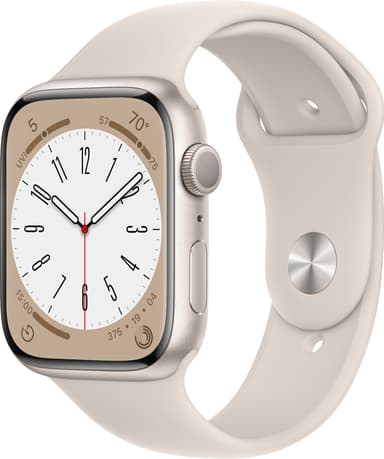Apple Watch Series 8 45mm GPS  (stjerneskinn alu / stjerneskinn sportsreim)