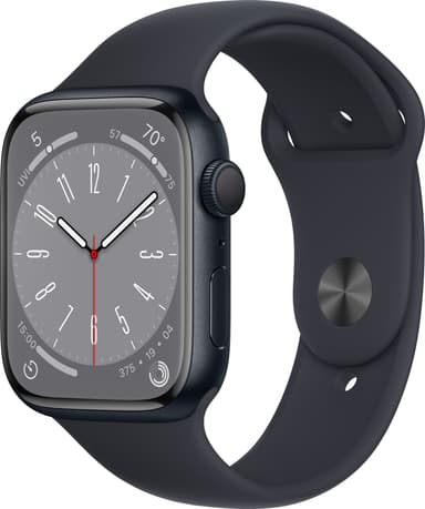 Apple Watch Series 8 45mm GPS  (midnatt alu / midnatt sportsreim)