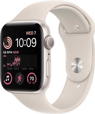 Apple Watch SE 2nd Gen 44 mm GPS (Stjerneskinn Alu/Stjerneskinn sportsreim)