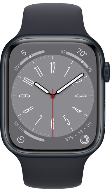 Apple Watch Series 8 45mm GPS  (midnatt alu / midnatt sportsreim)