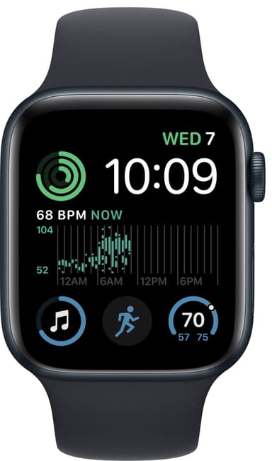 Apple Watch SE 2nd Gen 44 mm GPS (Midnatt Alu/Midnatt sportsreim)
