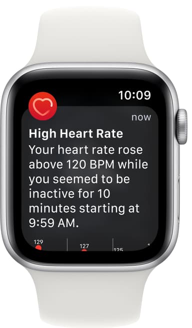 Apple Watch SE 2nd Gen 44 mm GPS (Sølv Alu/Hvit sportsreim)