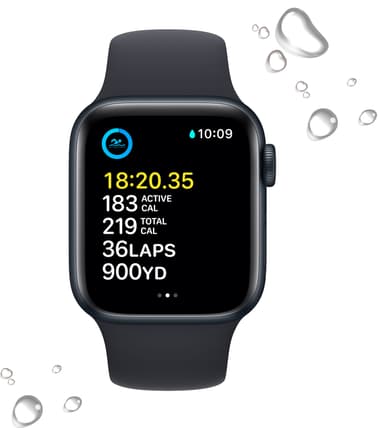 Apple Watch SE 2nd Gen 40 mm GPS (Midnatt Alu/Midnatt sportsreim)