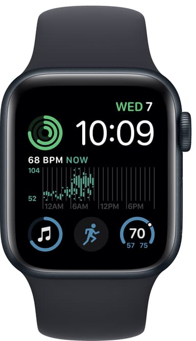 Apple Watch SE 2nd Gen 40 mm GPS (Midnatt Alu/Midnatt sportsreim)
