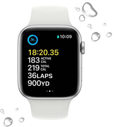 Apple Watch SE 2nd Gen 44 mm LTE (Sølv Alu/Hvit sportsreim)