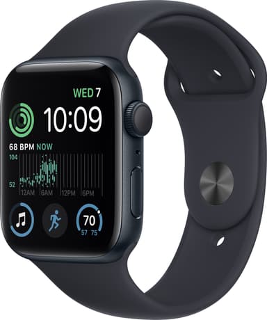 Apple Watch SE 2nd Gen 44 mm GPS (Midnatt Alu/Midnatt sportsreim)