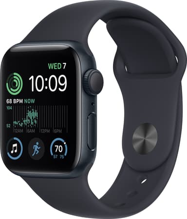 Apple Watch SE 2nd Gen 40 mm GPS (Midnatt Alu/Midnatt sportsreim)