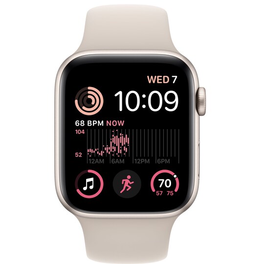 Apple Watch SE 2nd Gen 44 mm GPS (Stjerneskinn Alu/Stjerneskinn sportsreim)