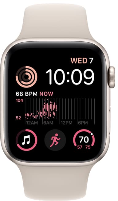 Apple Watch SE 2nd Gen 44 mm GPS (Stjerneskinn Alu/Stjerneskinn sportsreim)