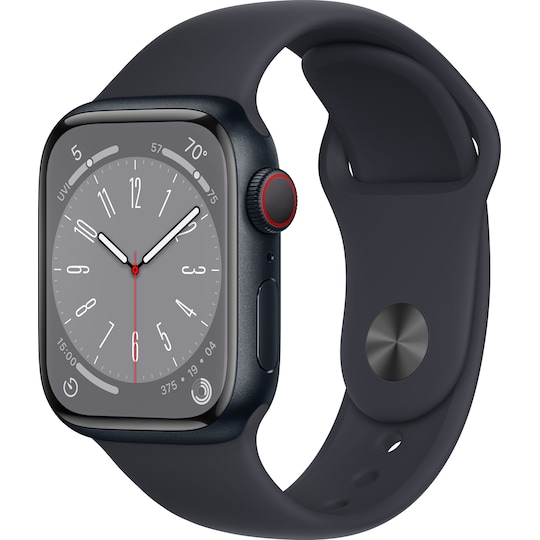 Apple Watch Series 8 41mm Cellular (midnatt alu / midnatt sportsreim)
