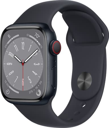 Apple Watch Series 8 41mm Cellular (midnatt alu / midnatt sportsreim)