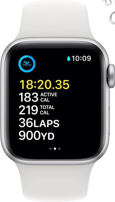 Apple Watch SE 2nd Gen 40 mm GPS (Sølv Alu/Hvit sportsreim)